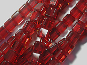 玻璃方型珠4*4mm-红(10入)