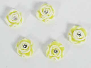 手工特製花~8#白邊鑽花-黃-5顆