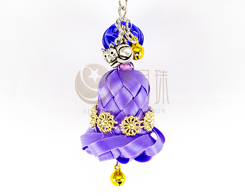 DIY圣诞铃珍珠带锁圈材料包-紫