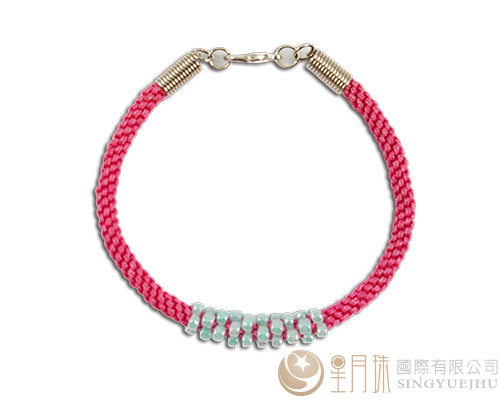 珠宝线(十字结)手环-桃红