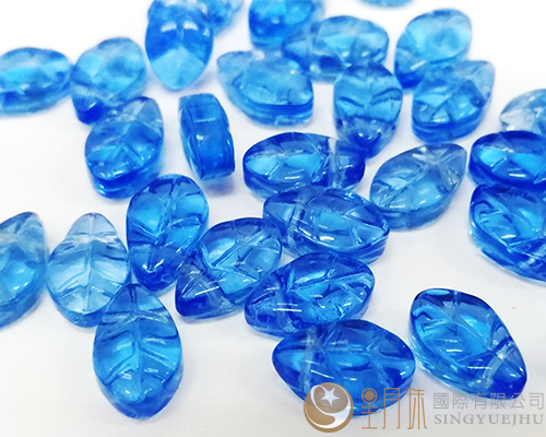 捷克水晶叶形珠-蓝-10*6mm
