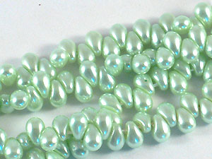 捷克水滴珠4*6mm61501珍珠果绿-10入