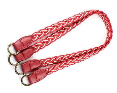 编织腊绳+雕花环提把31020-红+米色