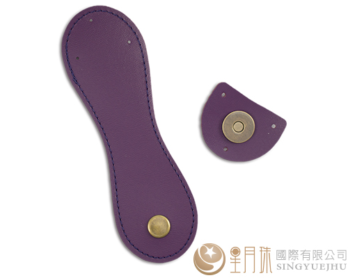 合成皮縫線磁扣-15cm-深紫12