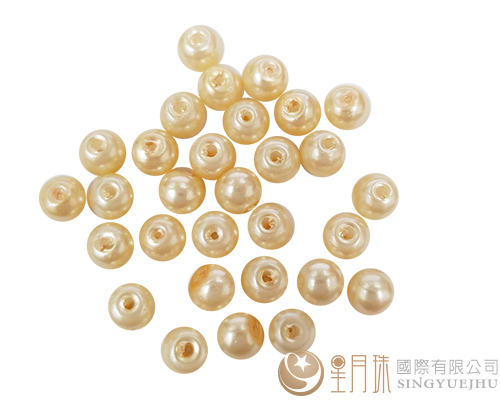 玻璃珍珠(50入)4mm-浅黄3