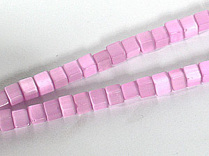 猫眼方型珠-6mm-粉红色
