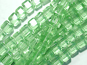玻璃方型珠4*4mm-淺亮綠