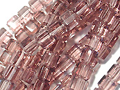 玻璃方型珠4*4mm-淺紫紅