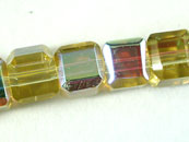 玻璃方型珠加彩4*4mm-黃
