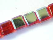 玻璃方型珠加彩4*4mm-紅