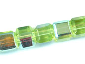 玻璃方型珠加彩4*4mm-银光绿