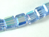 玻璃方型珠加彩4*4mm-淺紫籃