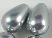A級貝殼珍珠水滴半洞(2入)6*10mm-灰彩