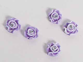 手工特製花~6#白邊鑽花-淺紫-5顆