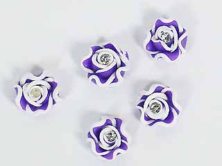 手工特製花~8#白邊鑽花-紫-5顆