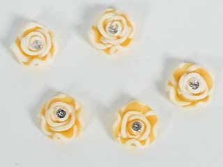 手工特製花~6#白邊鑽花-金黃-5顆