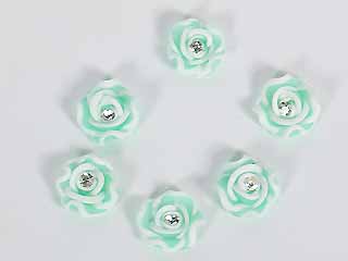 手工特製花~8#白邊鑽花-淺綠-5顆