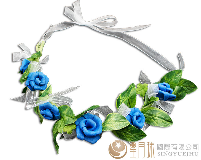 DIY-玫瑰花環頭飾-藍