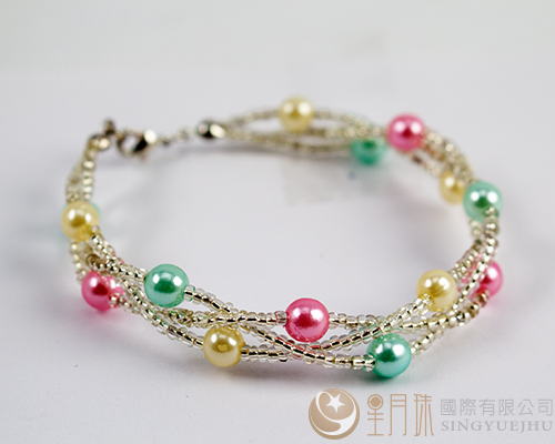 DIY花辮子手鍊材料包-粉綠(A002)