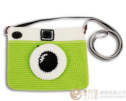 手鉤毛線-可愛相機側背包-草綠(C0041)