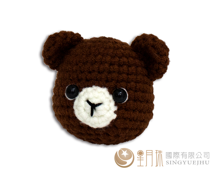 手鉤-可愛小熊頭鎖圈-咖啡(C0013)
