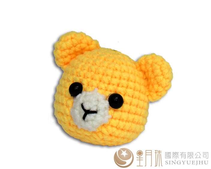 手鉤-可愛小熊頭鎖圈-黃(C0013)