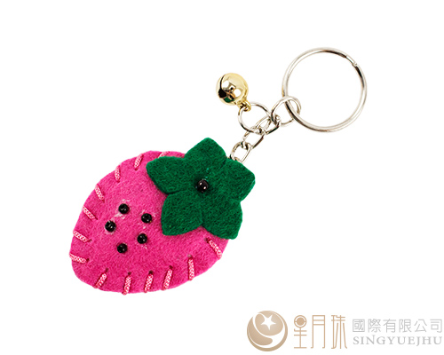 DIY不織布~迷你草莓鎖圈-桃紅(D0022)