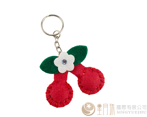 DIY不織布~可愛櫻桃鎖圈-紅色(D0023)