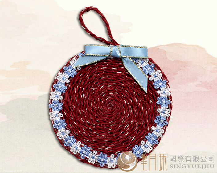 DIY-編織捲捲杯墊-紅(I002)