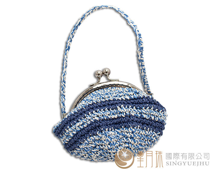 DIY-手鉤紙線口金包-藍(I003)