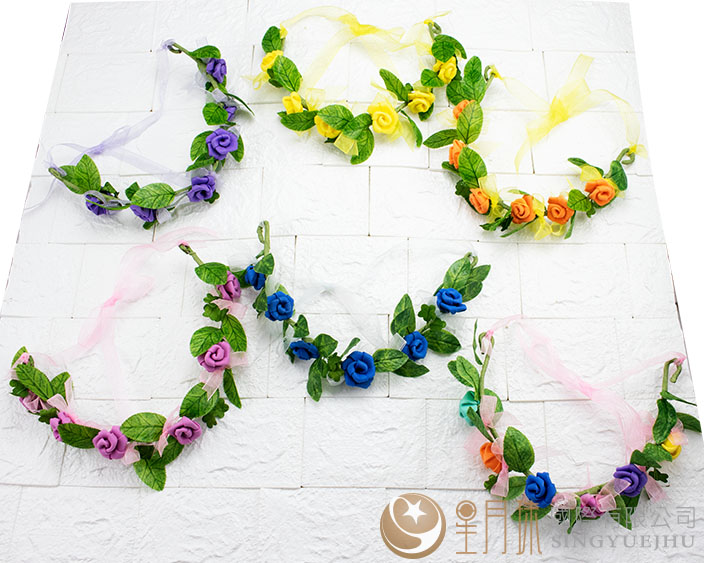 DIY-玫瑰花環頭飾-藍(M007)