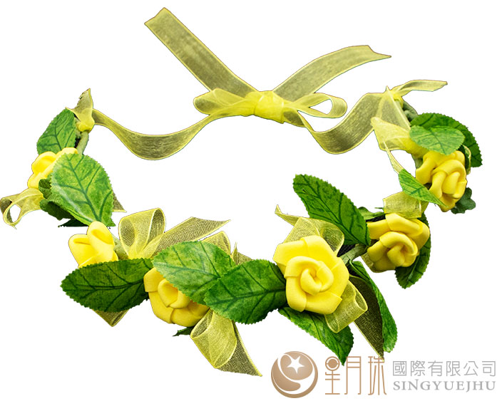 DIY-玫瑰花環頭飾-黃(M007)