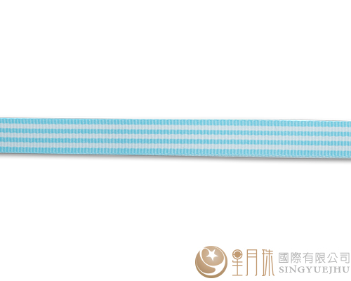 條紋-羅紋緞帶-3分-75尺 水藍