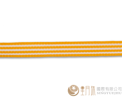 條紋-羅紋緞帶-3分-75尺 黃