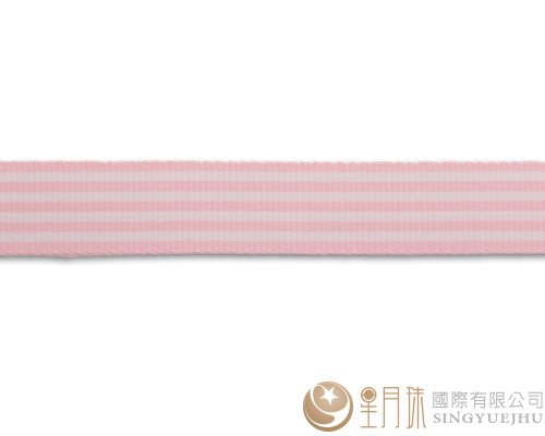 條紋-羅紋緞帶-5分-75尺 淺粉