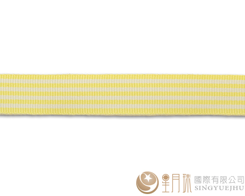 條紋-羅紋緞帶-5分-75尺 淺黃