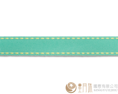 蒂芬妮綠+黃虛線-羅紋緞帶-5分-75尺