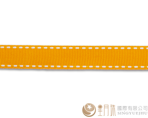 黃+白虛線-羅紋緞帶-5分-75尺