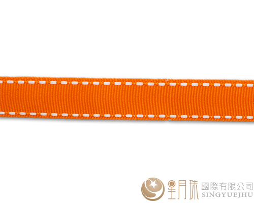 橘+白虛線-羅紋緞帶-5分-75尺