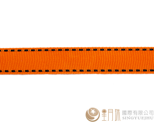 橘+黑虛線-羅紋緞帶-5分-75尺