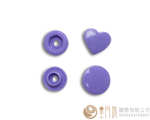 (心型)塑胶压扣/100入-浅紫